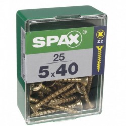 Lot de 25 vis acier tęte fraisée pozidriv SPAX, Diam.5 mm x L.40 mm