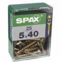Lot de 25 vis acier tęte fraisée pozidriv SPAX, Diam.5 mm x L.40 mm
