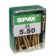 Lot de 25 vis acier tęte fraisée pozidriv SPAX, Diam.5 mm x L.50 mm