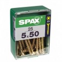 Lot de 25 vis acier tęte fraisée pozidriv SPAX, Diam.5 mm x L.50 mm