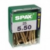 Lot de 25 vis acier tęte fraisée pozidriv SPAX, Diam.5 mm x L.50 mm