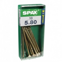 Lot de 10 vis acier tęte fraisée pozidriv SPAX, Diam.5 mm x L.80 mm