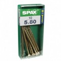 Lot de 10 vis acier tęte fraisée pozidriv SPAX, Diam.5 mm x L.80 mm