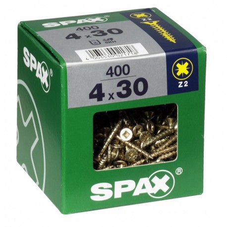 Lot de 400 vis acier tęte fraisée pozidriv SPAX, Diam.4 mm x L.30 mm