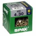 Lot de 400 vis acier tęte fraisée pozidriv SPAX, Diam.4 mm x L.30 mm