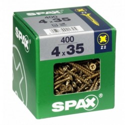 Lot de 400 vis acier tęte fraisée pozidriv SPAX, Diam.4 mm x L.35 mm