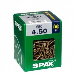 Lot de 250 vis acier tęte fraisée pozidriv SPAX, Diam.4 mm x L.50 mm