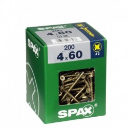Lot de 200 vis acier tęte fraisée pozidriv SPAX, Diam.4 mm x L.60 mm