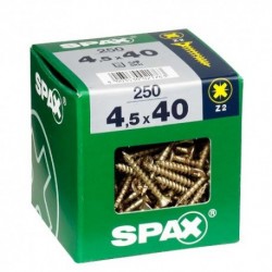 Lot de 250 vis acier tęte fraisée pozidriv SPAX, Diam.4.5 mm x L.40 mm