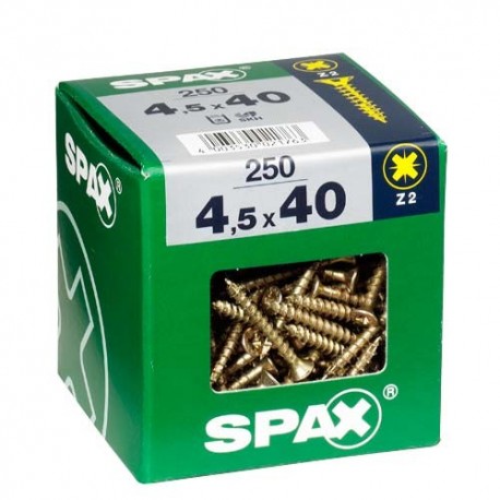 Lot de 250 vis acier tęte fraisée pozidriv SPAX, Diam.4.5 mm x L.40 mm