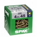 Lot de 200 vis acier tęte fraisée pozidriv SPAX, Diam.4.5 mm x L.45 mm