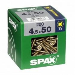 Lot de 200 vis acier tęte fraisée pozidriv SPAX, Diam.4.5 mm x L.50 mm