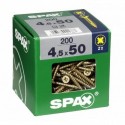 Lot de 200 vis acier tęte fraisée pozidriv SPAX, Diam.4.5 mm x L.50 mm