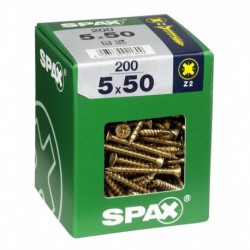 Lot de 200 vis acier tęte fraisée pozidriv SPAX, Diam.5 mm x L.50 mm
