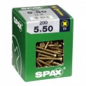 Lot de 200 vis acier tęte fraisée pozidriv SPAX, Diam.5 mm x L.50 mm