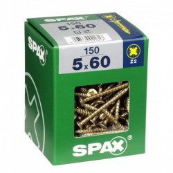 Lot de 150 vis acier tęte fraisée pozidriv SPAX, Diam.5 mm x L.60 mm