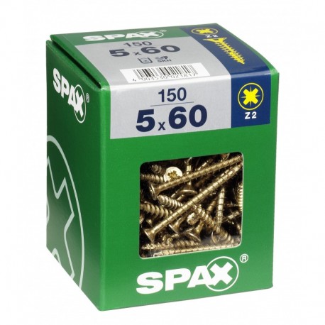 Lot de 150 vis acier tęte fraisée pozidriv SPAX, Diam.5 mm x L.60 mm