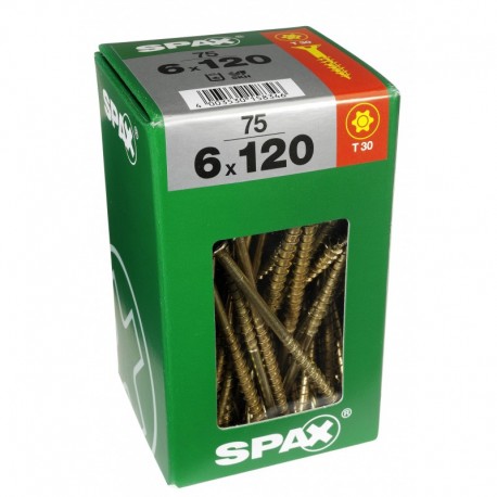Lot de 75 vis acier tęte fraisée torx SPAX, Diam.6 mm x L.120 mm