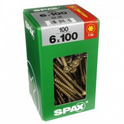 Lot de 100 vis acier tęte fraisée torx SPAX, Diam.6 mm x L.100 mm