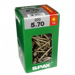 Lot de 200 vis acier tęte fraisée torx SPAX, Diam.5 mm x L.70 mm