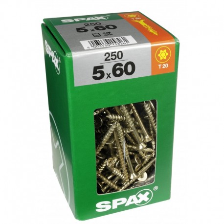 Lot de 250 vis acier tęte fraisée torx SPAX, Diam.5 mm x L.60 mm