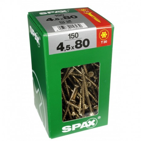 Lot de 150 vis acier tęte fraisée torx SPAX, Diam.4.5 mm x L.80 mm