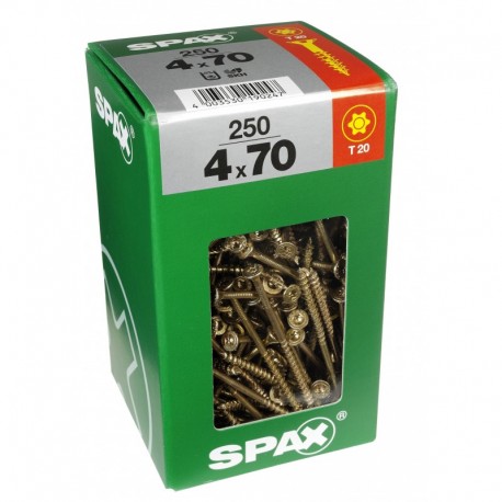 Lot de 250 vis acier tęte fraisée torx SPAX, Diam.4 mm x L.70 mm