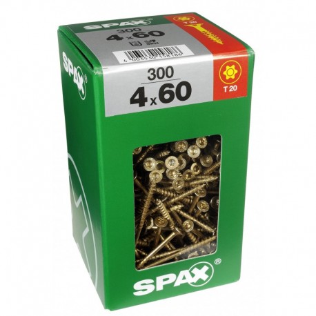 Lot de 300 vis acier tęte fraisée torx SPAX, TF TX 4x60 WIROX