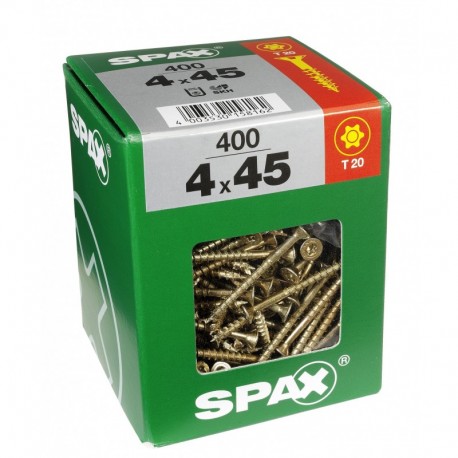 Lot de 400 vis acier tęte fraisée torx SPAX, Diam.4 mm x L.45 mm