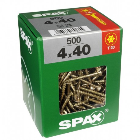 Lot de 500 vis acier tęte fraisée torx SPAX, TF TX 4x40 WIROX