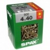 Lot de 500 vis acier tęte fraisée torx SPAX, TF TX 4x40 WIROX