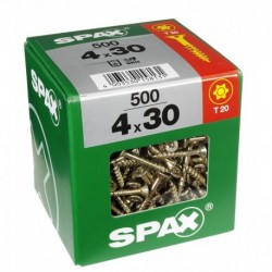 Lot de 500 vis acier tęte fraisée torx SPAX, Diam.4 mm x L.30 mm