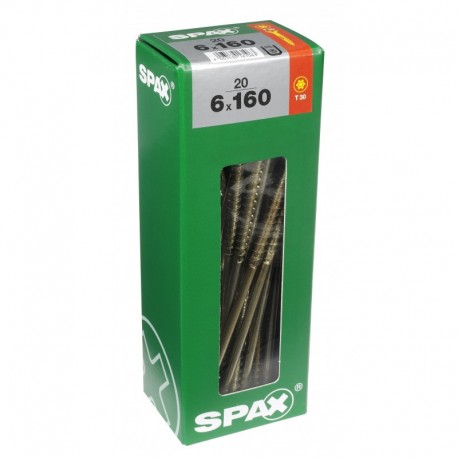 Lot de 20 vis acier tęte fraisée torx SPAX, Diam.6 mm x L.160 mm
