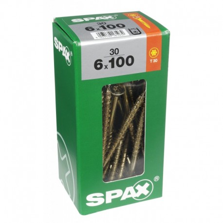 Lot de 30 vis acier tęte fraisée torx SPAX, Diam.6 mm x L.100 mm