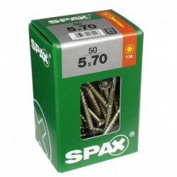 Lot de 50 vis acier tęte fraisée torx SPAX, Diam.5 mm x L.70 mm
