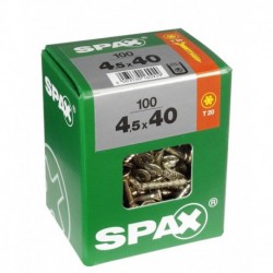 Lot de 100 vis acier tęte fraisée torx SPAX, Diam.4.5 mm x L.40 mm