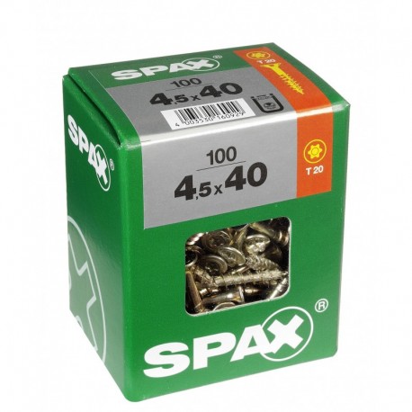 Lot de 100 vis acier tęte fraisée torx SPAX, Diam.4.5 mm x L.40 mm