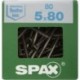 Lot de 80 vis inox tęte fraisée torx SPAX, Diam.5 mm x L.80 mm