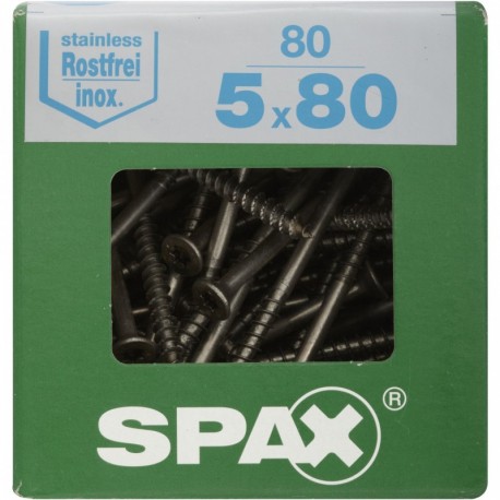 Lot de 80 vis inox tęte fraisée torx SPAX, Diam.5 mm x L.80 mm