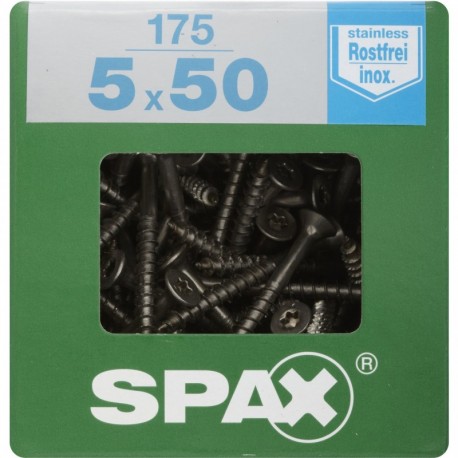 Lot de 175 vis inox tęte fraisée torx SPAX, Diam.5 mm x L.50 mm
