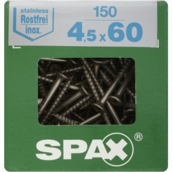 Lot de 150 vis inox tęte fraisée torx SPAX, Diam.4.5 mm x L.60 mm