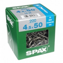 Lot de 200 vis inox tęte fraisée torx SPAX, Diam.4.5 mm x L.50 mm