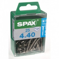 Lot de 25 vis inox tęte fraisée torx SPAX, Diam.4 mm x L.40 mm