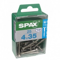 Lot de 25 vis inox tęte fraisée torx SPAX, Diam.4 mm x L.35 mm
