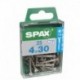 Lot de 25 vis inox tęte fraisée torx SPAX, Diam.4 mm x L.30 mm