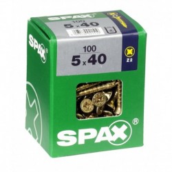 Lot de 100 vis acier tęte fraisée pozidriv SPAX, Diam.5 mm x L.40 mm