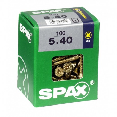 Lot de 100 vis acier tęte fraisée pozidriv SPAX, Diam.5 mm x L.40 mm