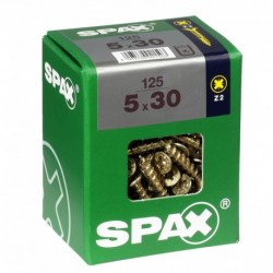 Lot de 125 vis acier tęte fraisée pozidriv SPAX, Diam.5 mm x L.30 mm
