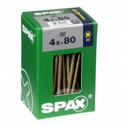 Lot de 50 vis acier tęte fraisée pozidriv SPAX, Diam.4.5 mm x L.80 mm