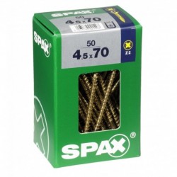 Lot de 50 vis acier tęte fraisée pozidriv SPAX, Diam.4.5 mm x L.70 mm